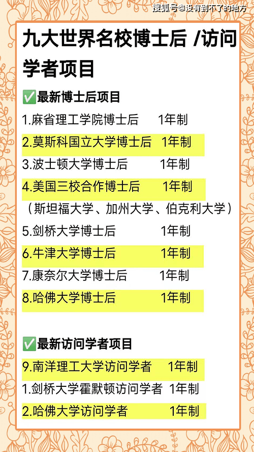 国外博士后的项目特色?